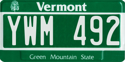 VT license plate YWM492