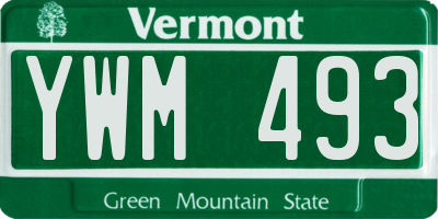 VT license plate YWM493