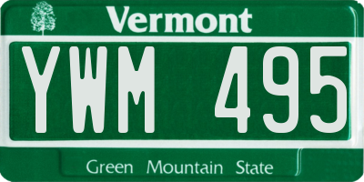 VT license plate YWM495
