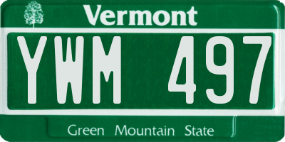 VT license plate YWM497