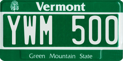 VT license plate YWM500