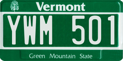 VT license plate YWM501