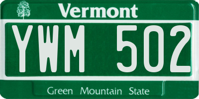 VT license plate YWM502