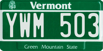 VT license plate YWM503
