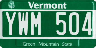 VT license plate YWM504
