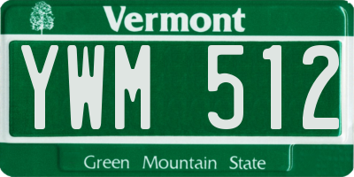 VT license plate YWM512