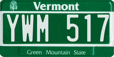 VT license plate YWM517