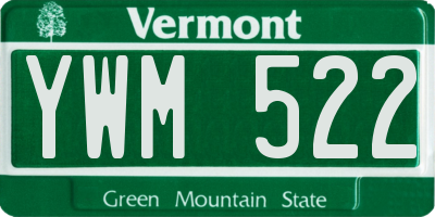 VT license plate YWM522