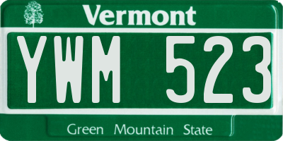 VT license plate YWM523