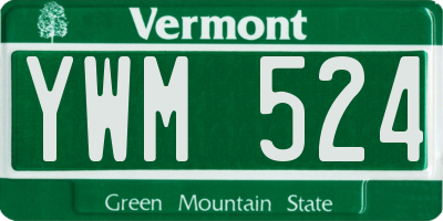 VT license plate YWM524