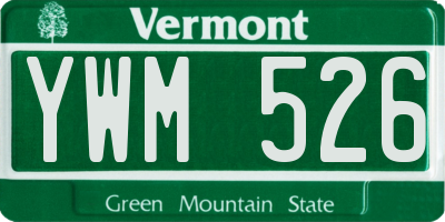 VT license plate YWM526