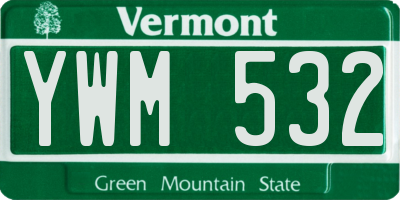 VT license plate YWM532