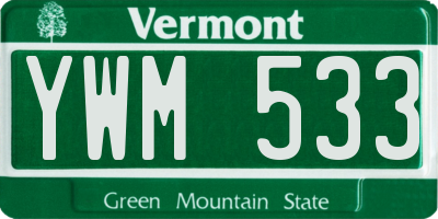 VT license plate YWM533