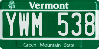 VT license plate YWM538