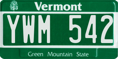 VT license plate YWM542