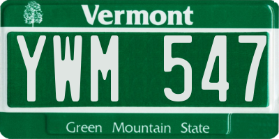 VT license plate YWM547