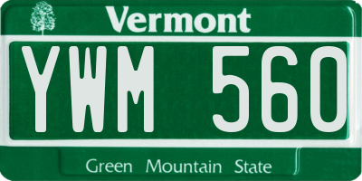 VT license plate YWM560