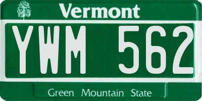 VT license plate YWM562