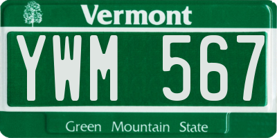 VT license plate YWM567