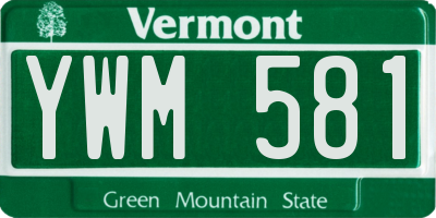 VT license plate YWM581