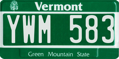 VT license plate YWM583