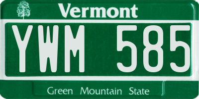 VT license plate YWM585