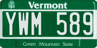 VT license plate YWM589
