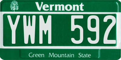 VT license plate YWM592