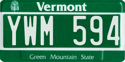 VT license plate YWM594
