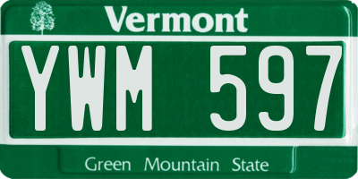 VT license plate YWM597