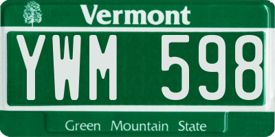 VT license plate YWM598