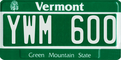 VT license plate YWM600
