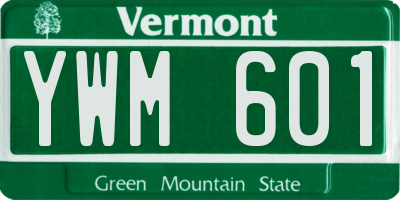 VT license plate YWM601
