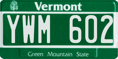 VT license plate YWM602