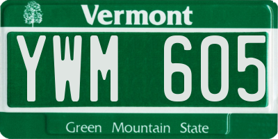 VT license plate YWM605