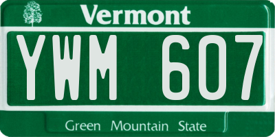 VT license plate YWM607