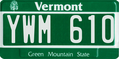 VT license plate YWM610