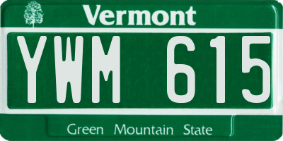 VT license plate YWM615
