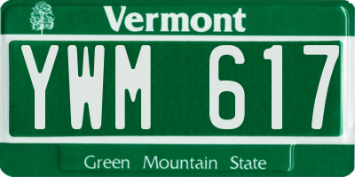 VT license plate YWM617
