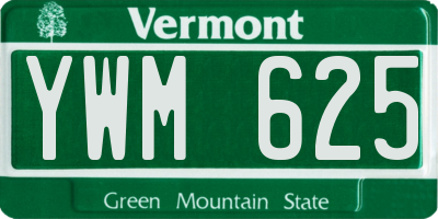VT license plate YWM625