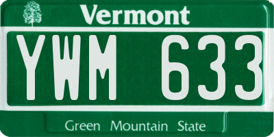 VT license plate YWM633