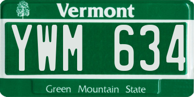 VT license plate YWM634