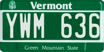VT license plate YWM636