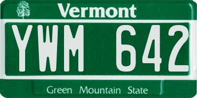 VT license plate YWM642