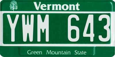 VT license plate YWM643