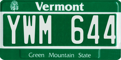 VT license plate YWM644