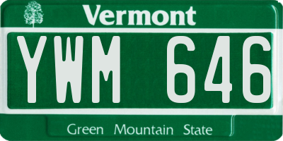 VT license plate YWM646