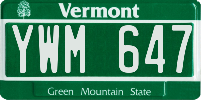 VT license plate YWM647