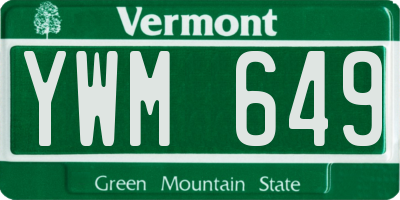 VT license plate YWM649