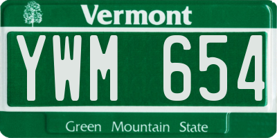 VT license plate YWM654
